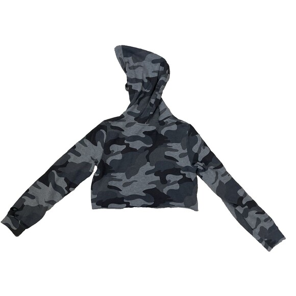 Hollister Girls Medium Boxy Black/Gray Camo Cropped Hoodie - Picture 3 of 9